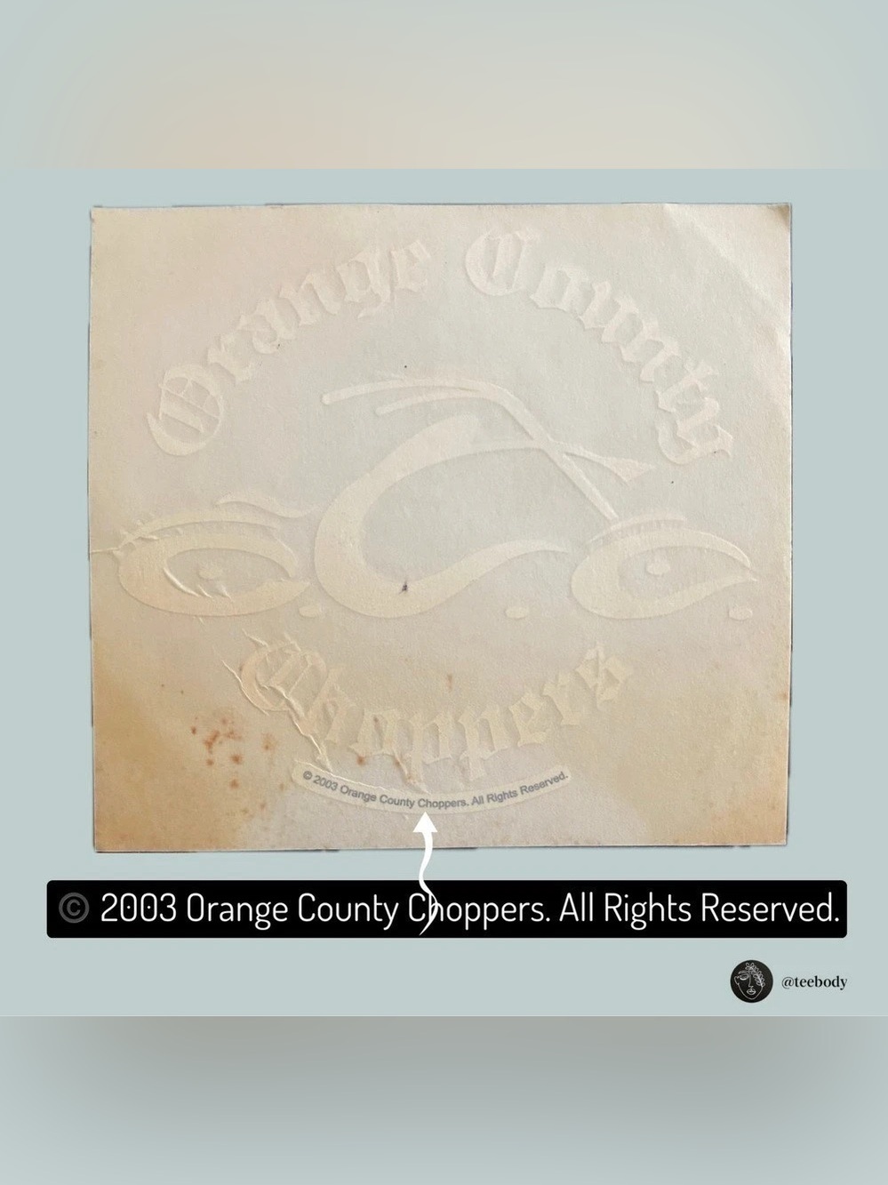 Vintage 2003 Orange County Choppers Window Decal Sticker OCC NOS White 6"x5.5"